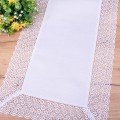 Bieżnik 404 40x90 cm z gipiurą biały ze srebrną nitką prostokąt