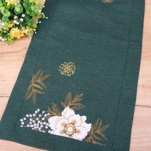 Bieżnik 40x90 cm RXH22086 Biały haftowany kwiat