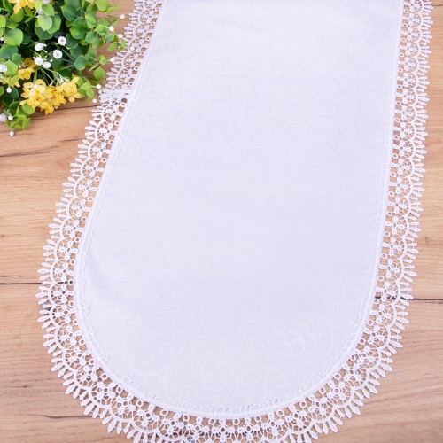 Bieżnik Florencja 40x85 cm Biały owal