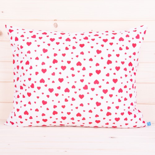 Poszewka z bawełny 70x80 cm Serduszka na białym