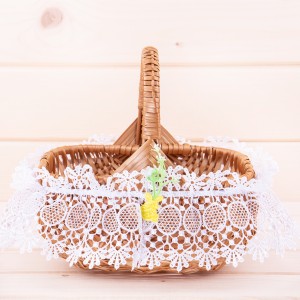 Falbanka na koszyk cała gipiura DA-E8 biała średnia30 cm