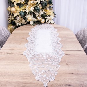 Pas świąteczny 40x140 cm Choinka ze srebrną nitką wzór 2