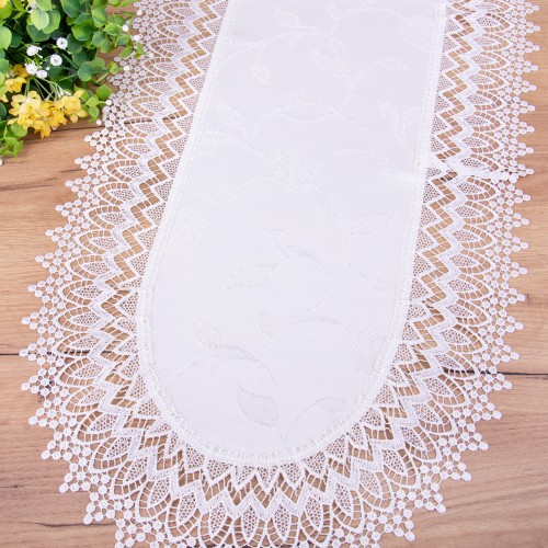 Bieżnik Róża 50x100 cm Ecru owal