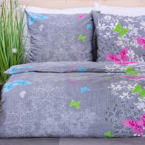 Pościel z kory 160x200 cm Motyle na szarym tle