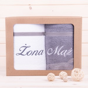 Komplet ręczników 2*70x140 cm Żona Mąż wzór 28