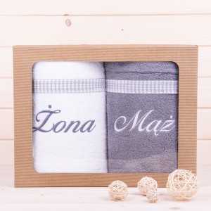 Komplet ręczników 2*70x140 cm Żona Mąż wzór 29