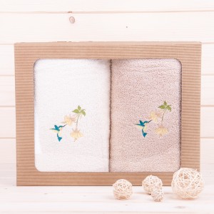 Komplet ręczników 2*70x140 cm Koliber ecru + beż