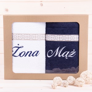Komplet ręczników 2*70x140 cm Żona Mąż wzór 12