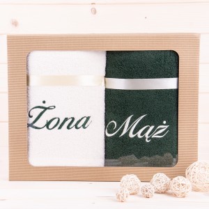 Komplet ręczników 2*70x140 cm Żona Mąż wzór 17