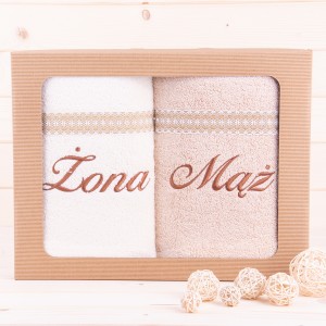 Komplet ręczników 2*70x140 cm Żona Mąż wzór 23