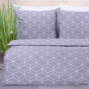 Pościel bawełniana 160x200 cm Geometria popiel