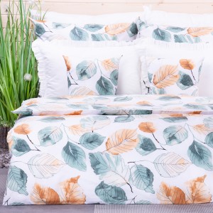 Pościel bawełniana 160x200 cm Pastelowe liście w kolorach jesieni