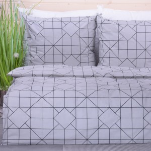 Pościel bawełniana 200x200 cm Geometryczna harmonia szaro-czarna