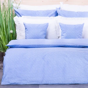 Pościel bawełniana 140x200 cm Drobne kwiatuszki na niebieskim