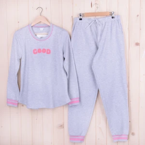 Piżama damska z długimi spodniami i rękawem 403032 rozm: L bajowa - ciepła