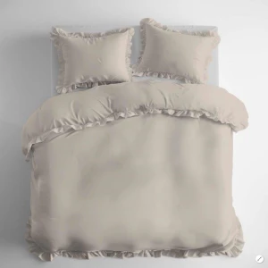 Pościel bawełniana 160x200 cm Pure beż z falbanką