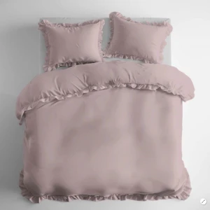 Pościel bawełniana 220x200 cm Pure róż z falbanką