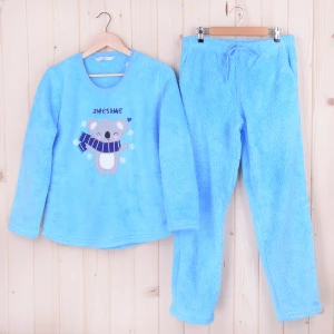 Piżama damska z długimi spodniami i rękawem 203007 rozm: S PUCHATEK - ciepła