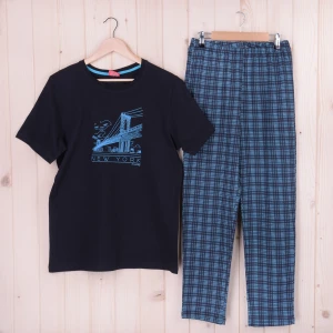 Piżama męska z długimi spodniami i krótkim rękawem NEW YORK rozm: M