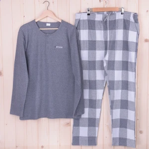 Piżama męska z długimi spodniami i rękawem 402037 rozm: XXL ciepła