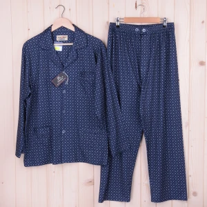 Piżama męska z satynką z długim rękawem i spodniami rozm: L