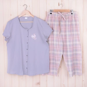 Piżama damska z krótkim rękawem i 3/4 spodnie 408490 rozm: 4XL popiel
