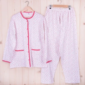 Piżama damska z długimi spodniami i rękawem KWIATUSZKI rozm: 2XL z kutnerkiem