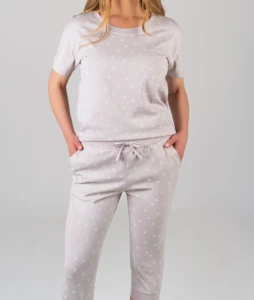 Piżama damska z krótkim rękawem i 3/4 spodnie KOKARDKI rozm: XL jasny beż