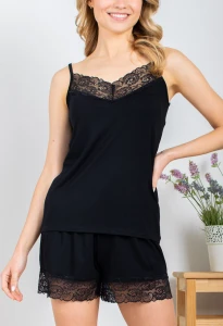 Piżama damska szorty WISKOZA czarny rozm: S