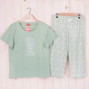 Piżama damska z krótkim rękawem i 3/4 spodnie NATURE rozm: 3XL zieleń