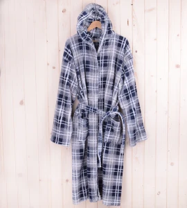 Szlafrok męski SOFT KRATA rozm: 2XL+ kaptur