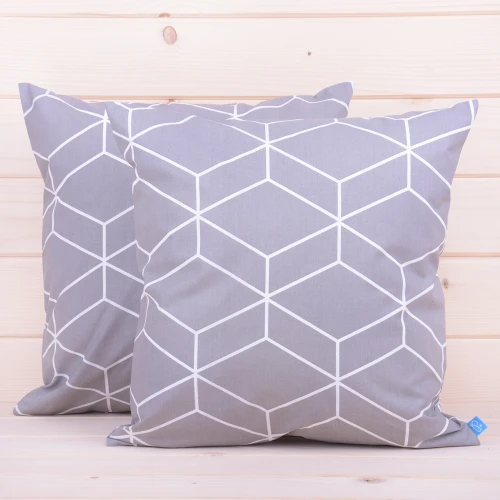 Poszewka z bawełny 40x40 cm Geometria popiel