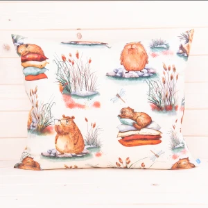 Poszewka z bawełny 40x60 cm Kapibara na kremie