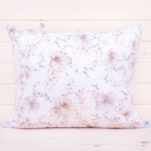 Poszewka z bawełny 50x60 cm Beżowe kwiaty na białym 2