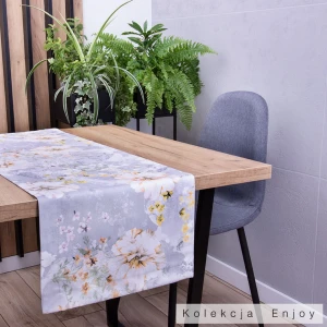 Pas ENJOY 40x180 cm 390460/104 Kwiaty na jasnoszarym tle