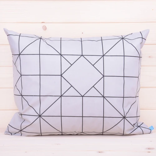 Poszewka z bawełny 50x60 cm Geometryczna harmonia szaro-czarna