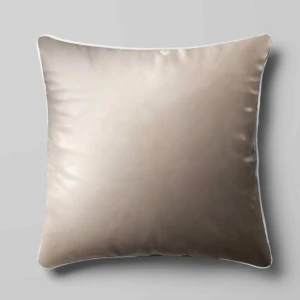 Poszewka z makosatyny 40x40 cm Taupe z bizą w kolorze białym