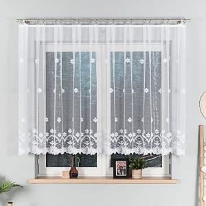Firana żakardowa 004421 wysokość 130 cm Biała 1 pas