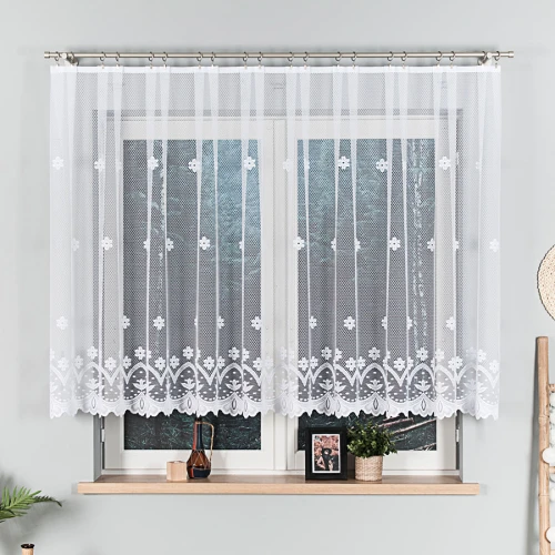 Firana żakardowa 004421 wysokość 130 cm Biała 1 pas
