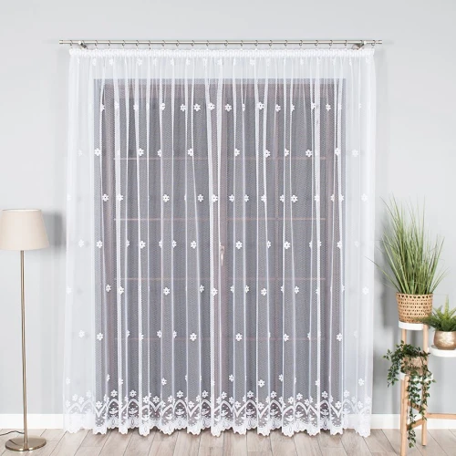 Firana żakardowa 004421 wysokość 250 cm Biała 1 pas
