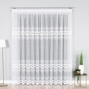 Firana żakardowa 648107 wysokość 250 cm Biała 3 pasy