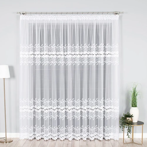 Firana żakardowa 648107 wysokość 250 cm Biała 3 pasy