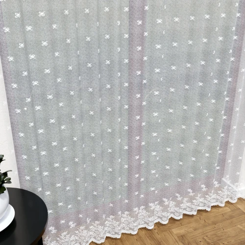 Firana żakardowa 54160 wysokość 250 cm Biała wzór po całości
