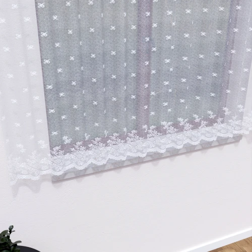 Firana żakardowa 54160 wysokość 160 cm Biała wzór po całości