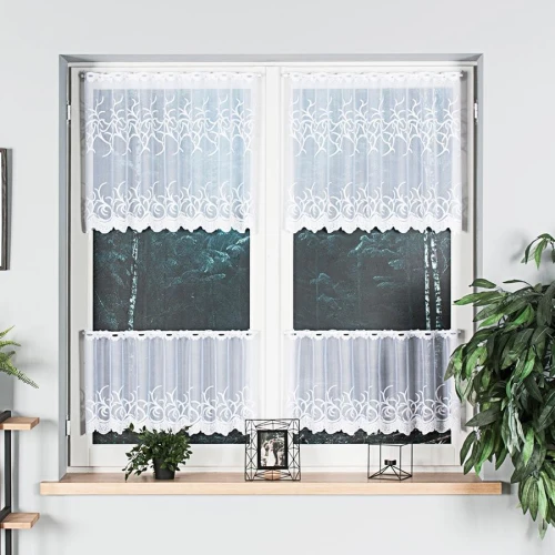 Firana zazdrostka żakardowa 023297 wysokość 60 cm Biała