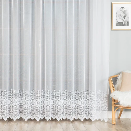 Firana żakardowa 015974 wysokość 250 cm Biała 1 pas