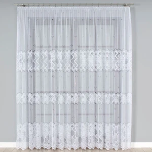 Firana żakardowa 007923 wysokość 250 cm Biała 3 pasy