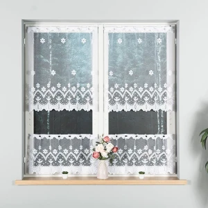 Firana zazdrostka żakardowa 004421 wysokość 80 cm Biała wzór po całości