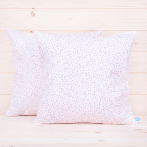 Poszewka z bawełny 40x40 cm Drobne różowe kwiatuszki na białym