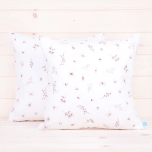 Poszewka z bawełny 40x40 cm Delikatne beżowe kwiatuszki na kremie